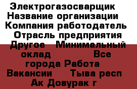 Электрогазосварщик › Название организации ­ Компания-работодатель › Отрасль предприятия ­ Другое › Минимальный оклад ­ 15 000 - Все города Работа » Вакансии   . Тыва респ.,Ак-Довурак г.